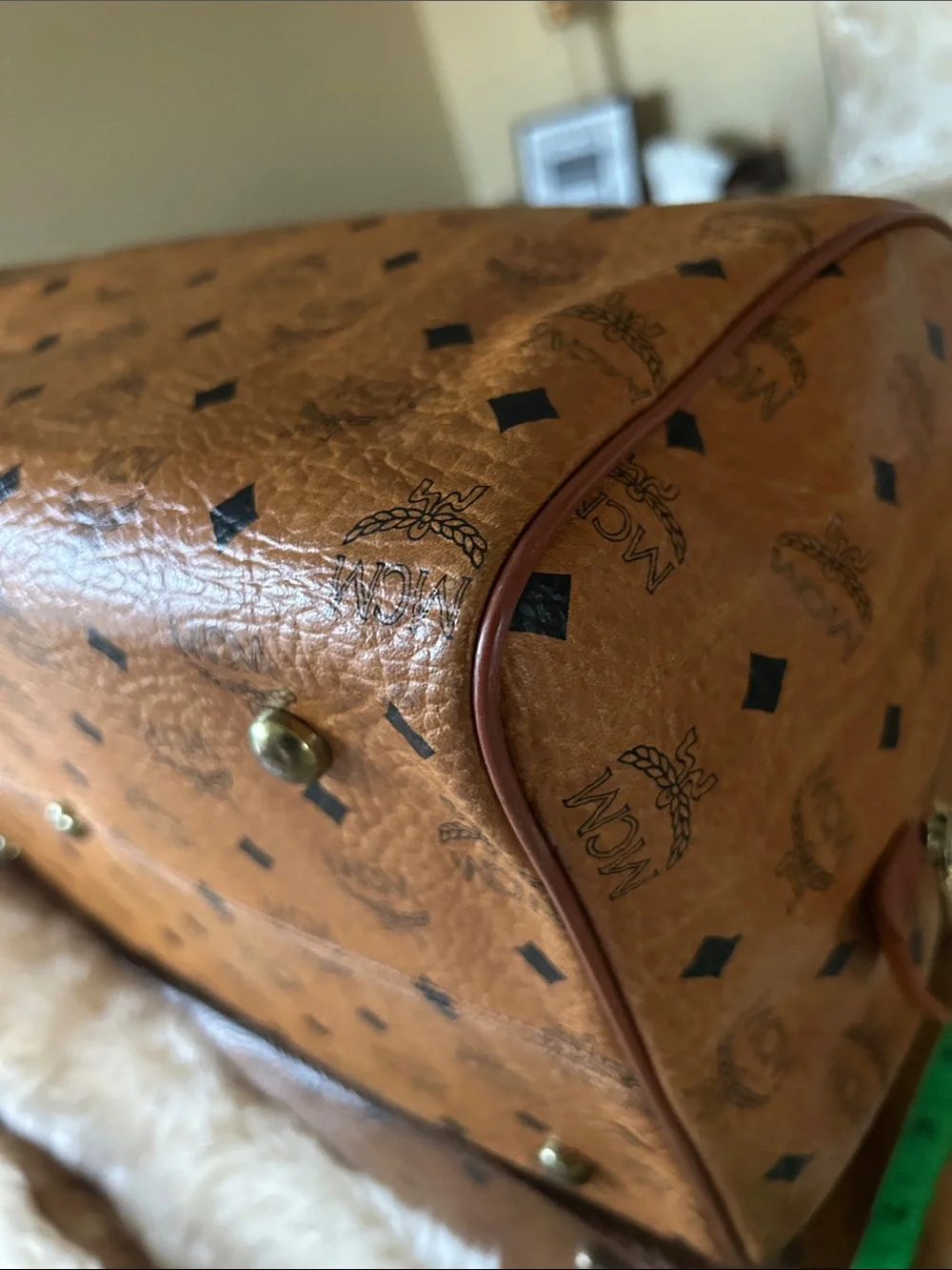 MCM Cognac Visetos Monogram Duffel with Tan Leather Trim EUC … comes with COA